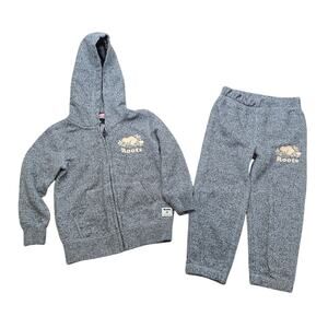 Roots Kids Canadian Large Logo Space Dye Sweatpants Hooded Jacket Set 2T